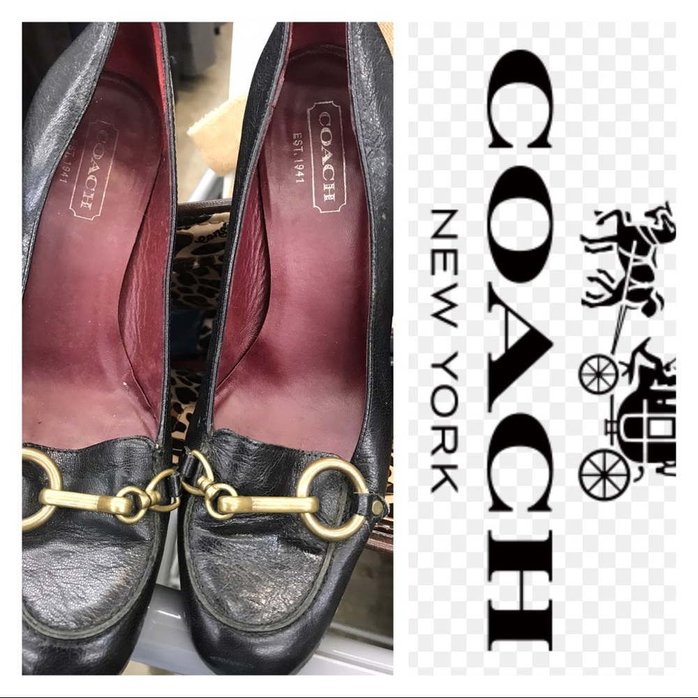 Coach Aubry black leather pumps Size 7B - Picture 2 of 8